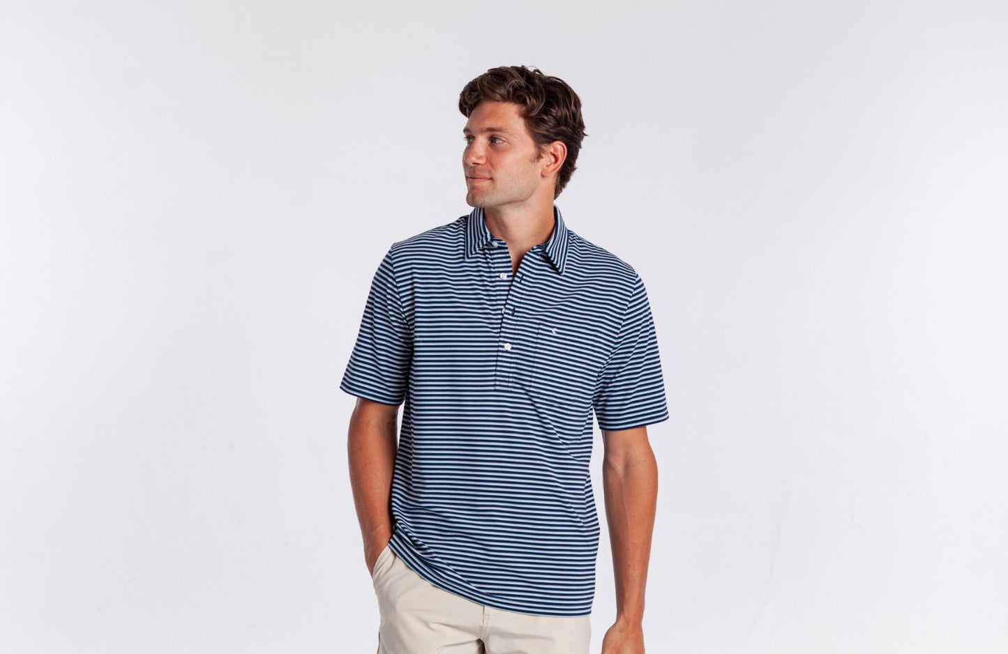 Criquet Performance Players Shirt-Duval Stripe-Navy