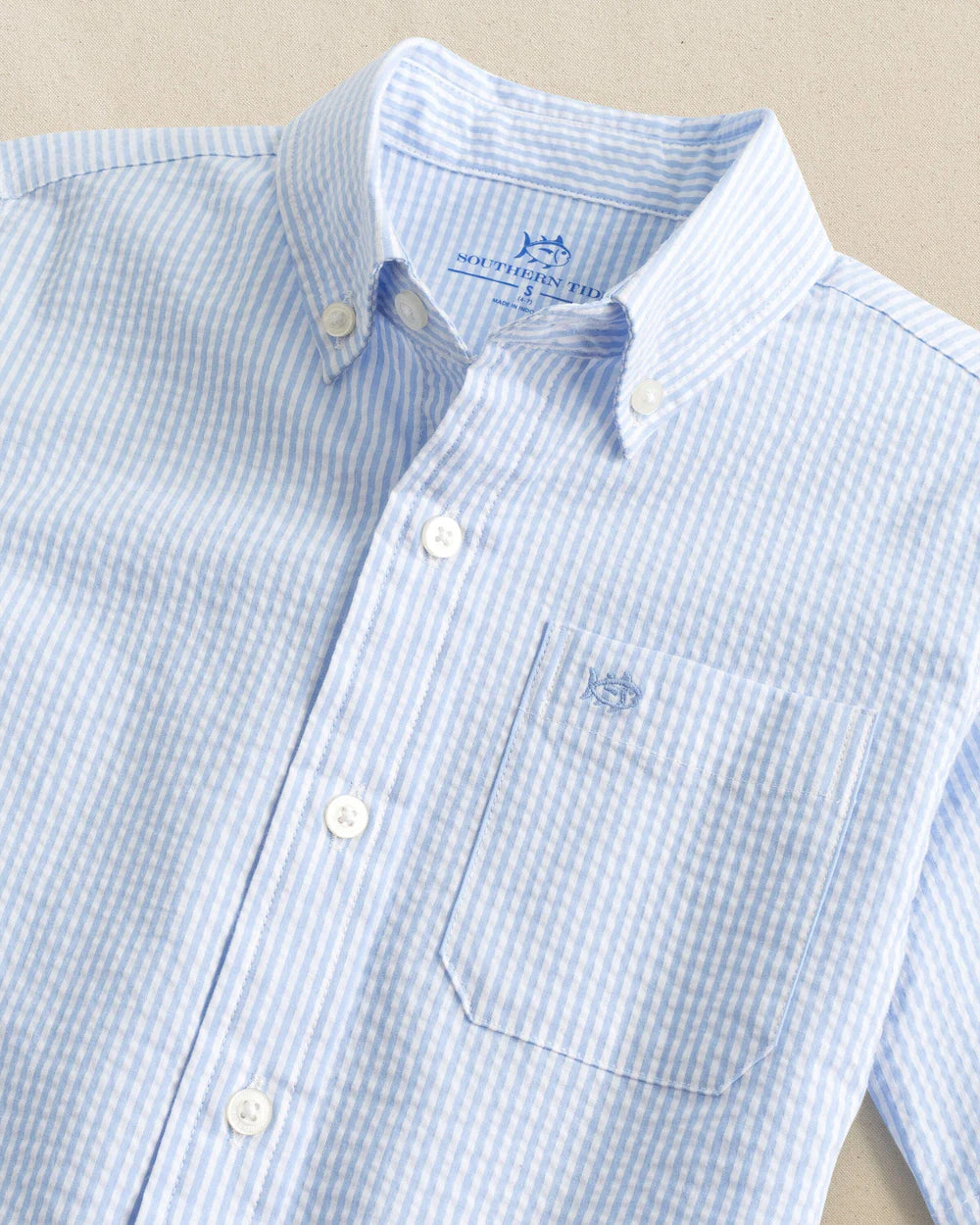 Southern Tide Youth Folly Field Seersucker Sport Shirt
