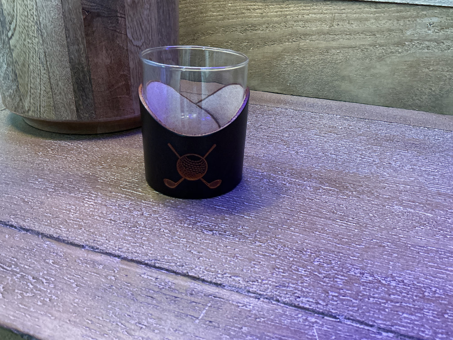 Leather Rocks Whiskey Glasses