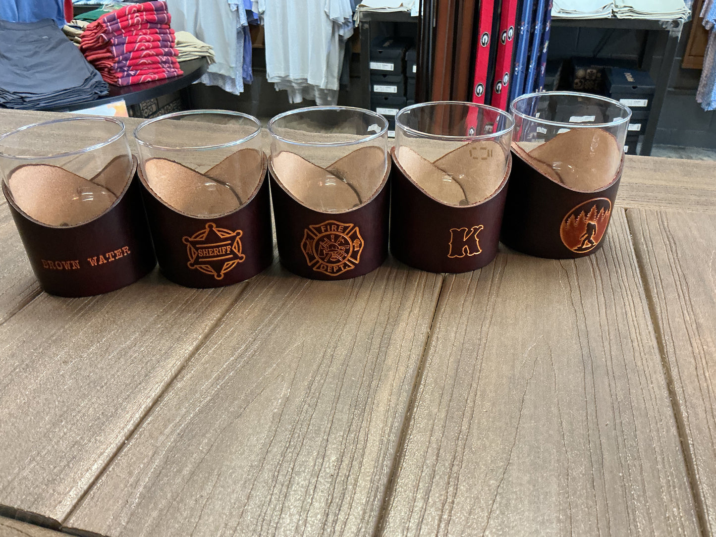 Leather Rocks Whiskey Glasses