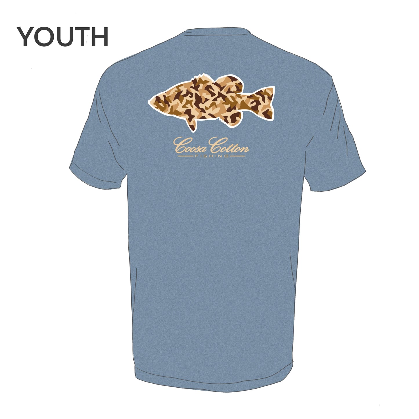 Coosa Cotton Duck Camo Bass Youth Tee
