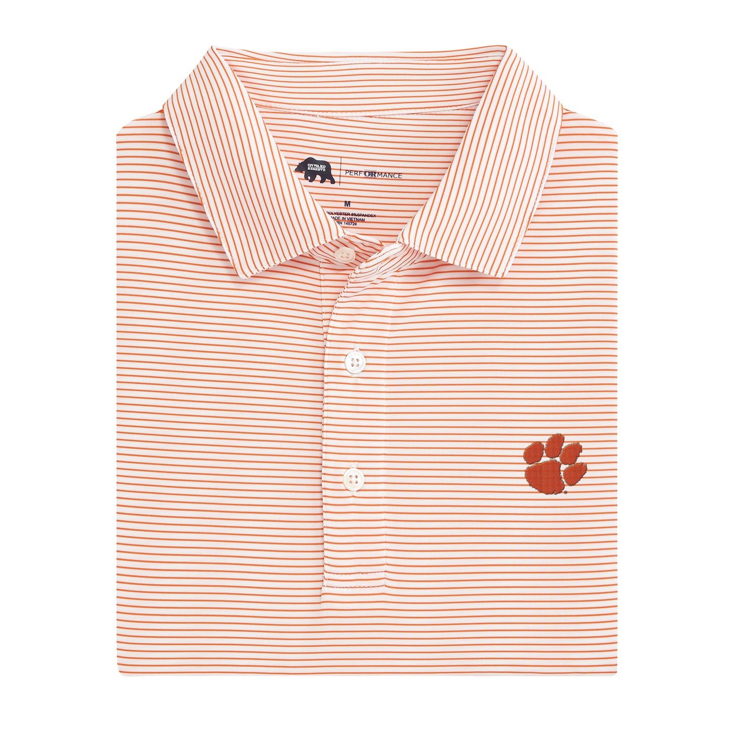 Onward Reserve Clemson Paw Birdie Stripe Polo