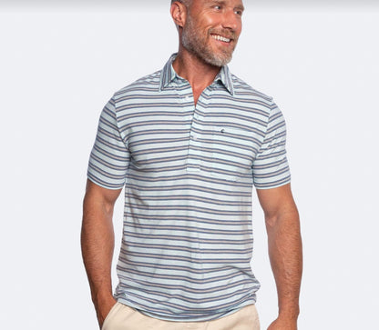 Criquet Performance Top Shelf Players Shirt Waylon Stripe-Light Blue