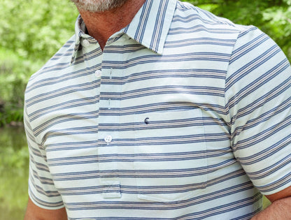 Criquet Performance Top Shelf Players Shirt Waylon Stripe-Light Blue