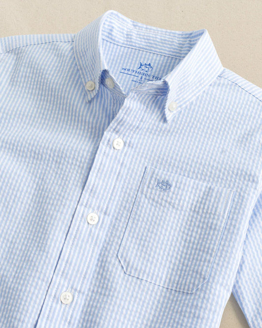 Southern Tide Youth Folly Field Seersucker Sport Shirt