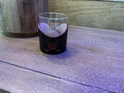 Leather Rocks Whiskey Glasses