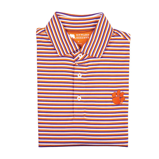 Onward Reserve Clemson Paw Triple Stripe Polo