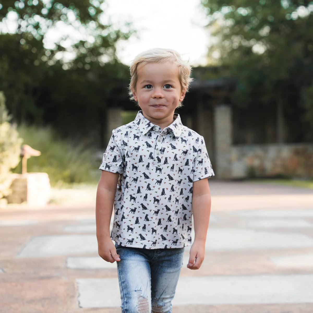 Burlebo- Youth Perf Polo- Ducks & Dogs