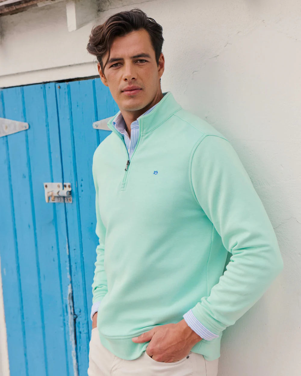 Southern Tide Sandy Cover Pique Quarter Zip