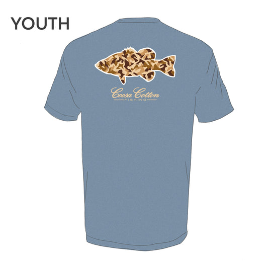 Coosa Cotton Duck Camo Bass Youth Tee